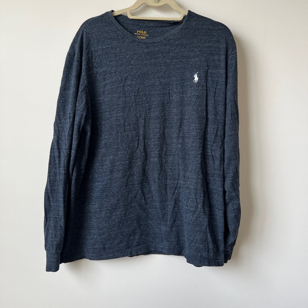 Polo Ralph Lauren Men’s Long Sleeve T-Shirt Blue Heather Size L Crewneck Logo